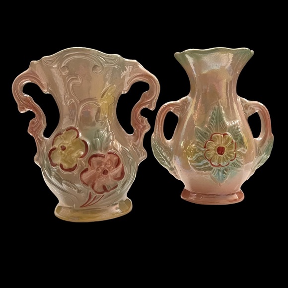 Brazilian Luster Double Handle Vases - Set of 2 - Picture 1 of 5